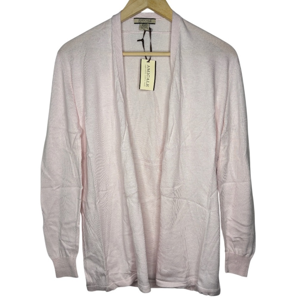 Amicale Cashmere | Blend Open Front Cardigan | Soft Pink | XS